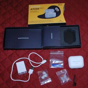 Audien Atom Pro2 Wireless Rechargeable Hearing Aids w/Accessories